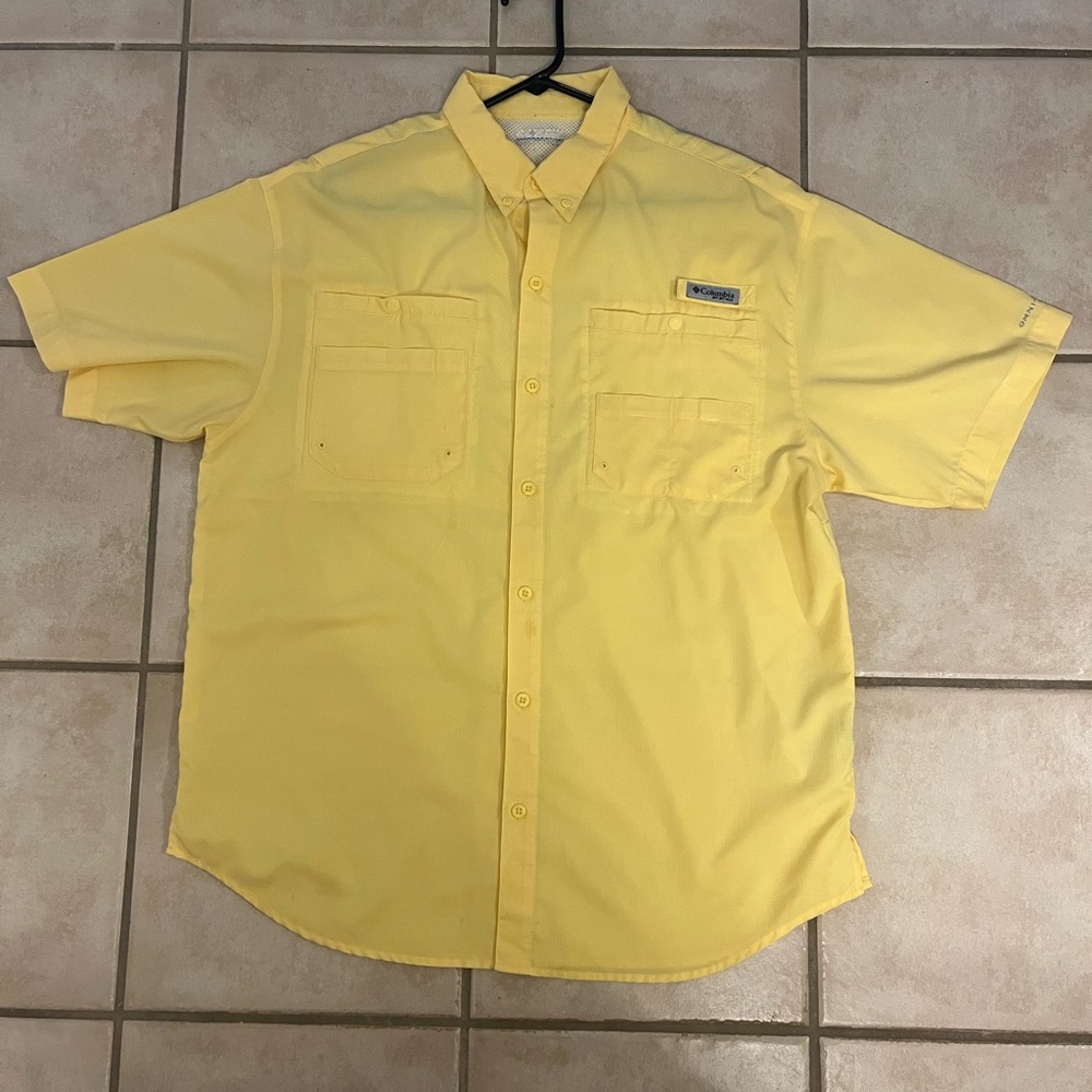 Men's Columbia Yellow Short Sleeve PFG Shirt